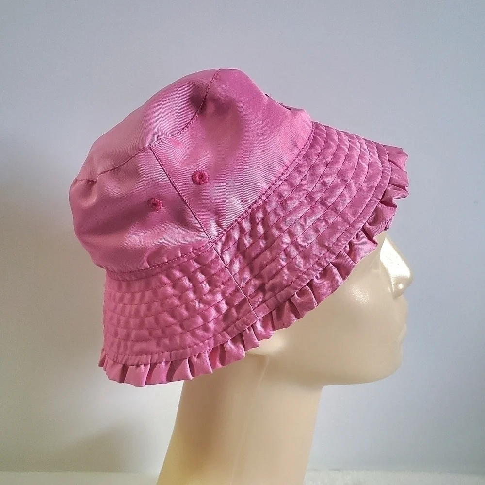 𝅺UVSKINZ Pink Blue Ahoy Sea Pattern Ruffled Reversible Sun Hat Size 2T